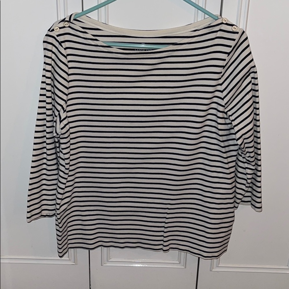 Striped boat neck 3/4 sleeve